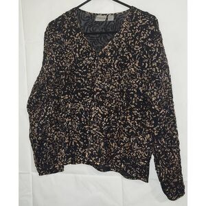 Chico's women's open front short cardigan abstract black beige pattern Size 0 Sh